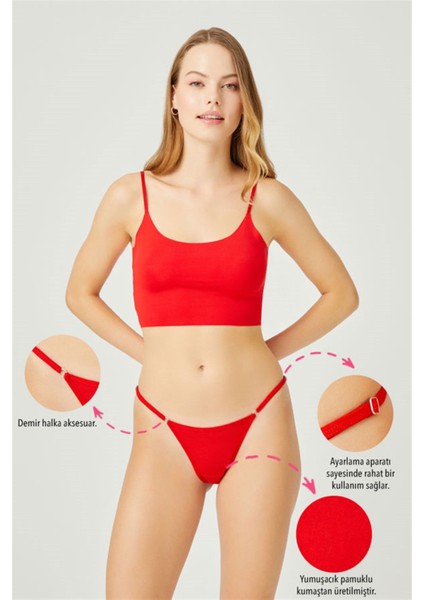 Basic Pamuklu Beli Ayarlanır Kadın Tanga Külot 7'li Paket