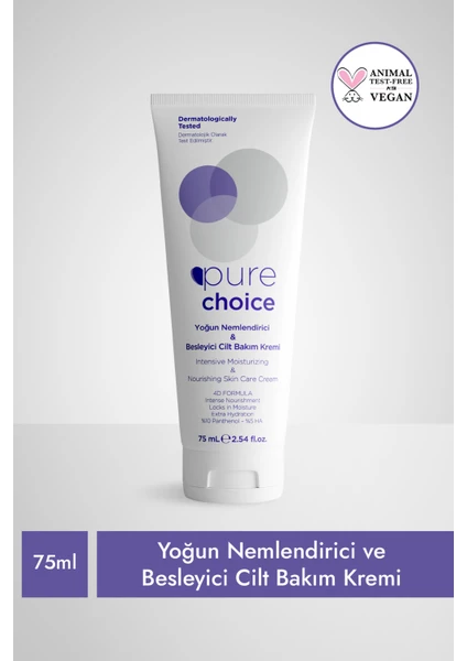 Pure Choice Yoğun Nemlendirici ve Besleyici Cilt Bakım Kremi 75ML