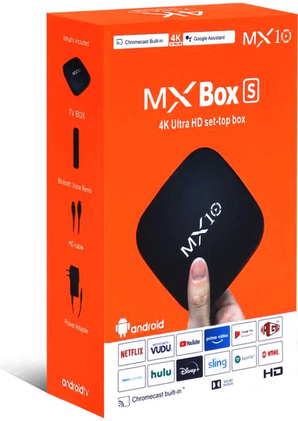 Mx Box M1X0 Taşınabilir Medya Oynatıcı 2.4g Wifi Bağlantılı 4K Kumandalı Android Tv Kutusu