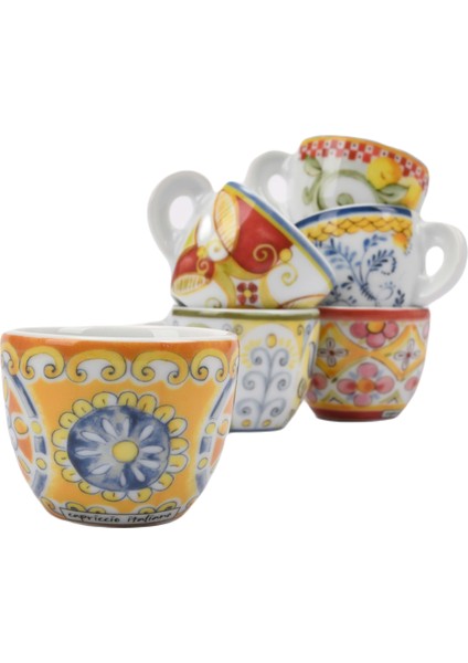 Edex ’’Capriccio Italiano’’ Porselen Espresso Fincan ve Tabak 6’lı Takım - 60 ml