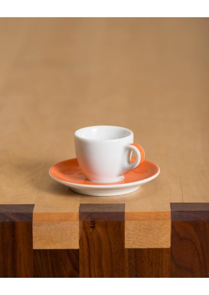 Verona Turuncu Çizgili Espresso Fincan ve Tabak Takımı - 75 ml