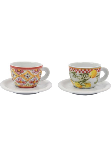 Edex Capriccio Italiano İki Kişilik Cappuccino Fincan ve Tabak Takımı - 180 ml - 4 Parça