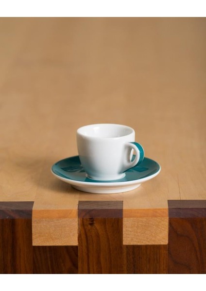 Verona Deniz Mavisi Çizgili Espresso Fincan ve Tabak Takımı - 75 ml