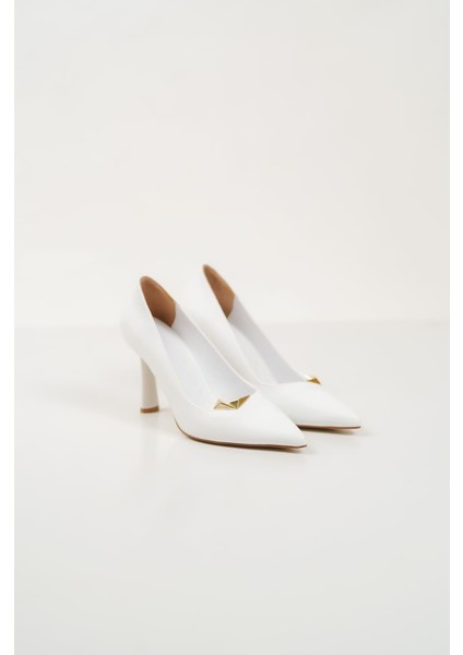 Cheto Beyaz Kadın Ince Topuklu Stiletto