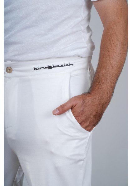Kingbrich Beli Lastikli Baskılı Cepli Slim Fit Kalıp Erkek Alt Eşofman