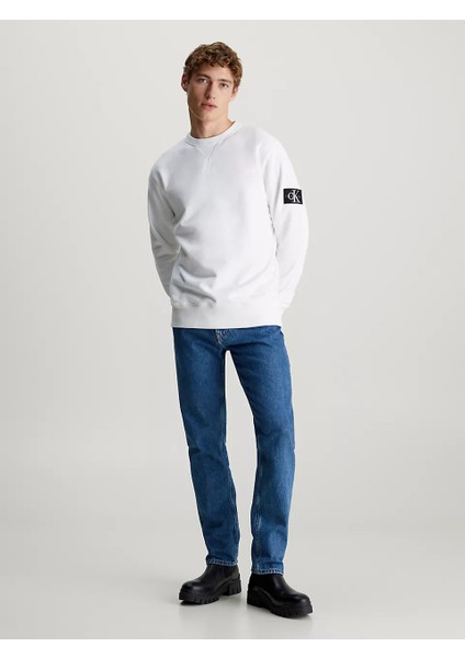 Erkek Badge Bisiklet Yaka Sweatshirt