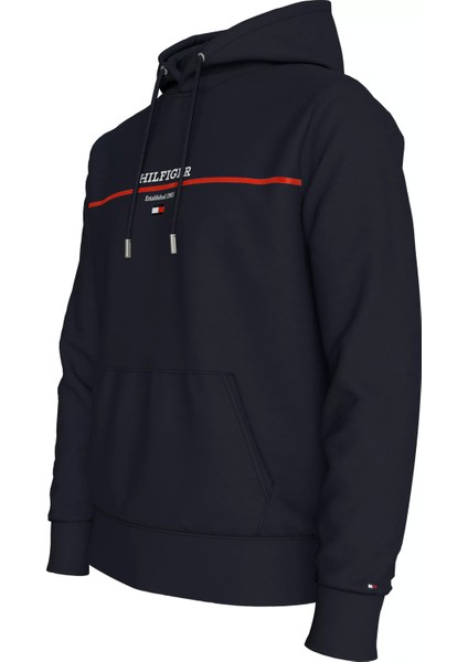 Tommy Hilfiger Erkek Hılfıger Strıpe Terry Hoody Sweatshirt-Lacivert