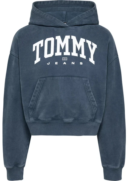 Tommy Hilfiger Kadın Tjw Vtg Varsity 1 Hoodie Sweatshirt - Mavi