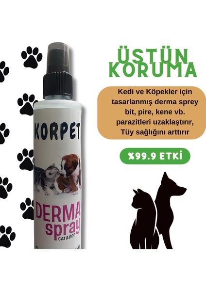 Kedi Köpek Dış Parazit Yara Bakımı Tüm Vücut Bakım ve Koruma Spreyi Damla 200 ml