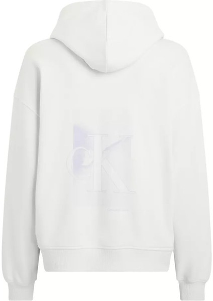 Kadın Dıffused Ck Zıp-Through Sweatshirt-Beyaz