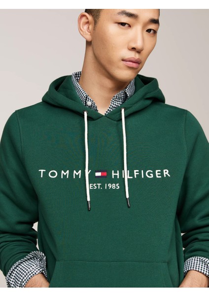 Tommy Hilfiger Erkek Tommy Logo Baskılı Sweatshirt-Yeşil