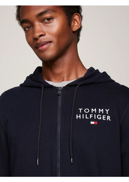 Erkek Fermuarlı Kapüşonlu Sweatshirt-Mavi fiyatları