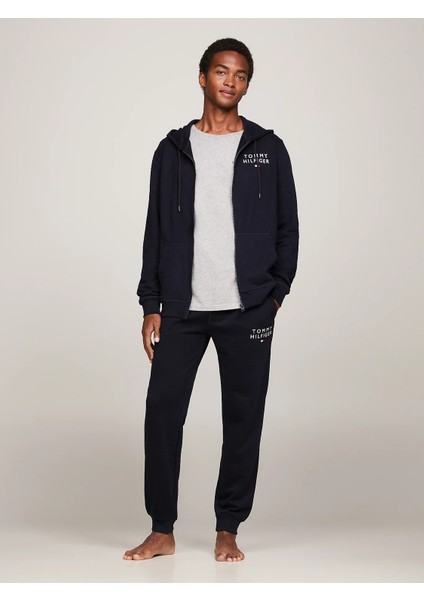 Erkek Fermuarlı Kapüşonlu Sweatshirt-Mavi modelleri