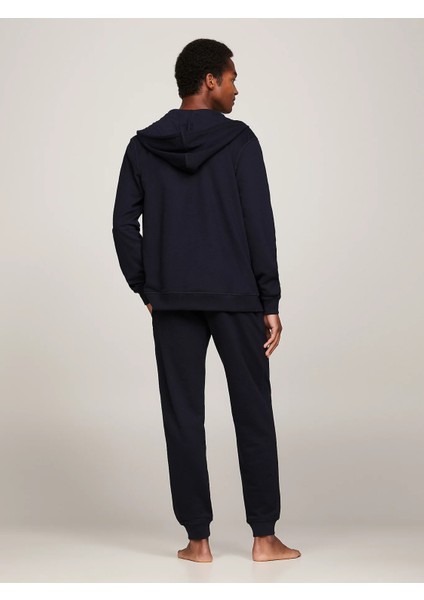 Erkek Fermuarlı Kapüşonlu Sweatshirt-Mavi fırsatları