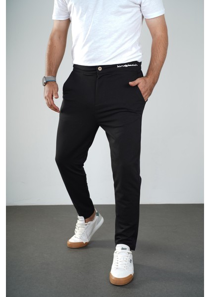 Kingbrich Beli Lastikli Baskılı Cepli Slim Fit Kalıp Erkek Alt Eşofman