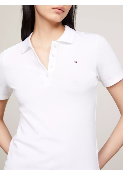 Tommy Hilfiger Kadın Slim Polo Beyaz T-Shirt