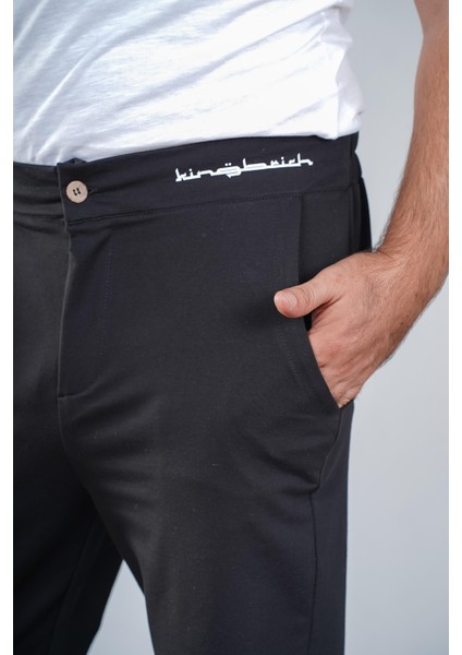Kingbrich Beli Lastikli Baskılı Cepli Slim Fit Kalıp Erkek Alt Eşofman