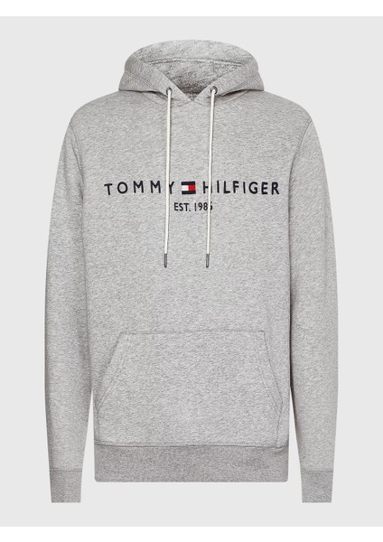 Tommy Hilfiger Erkek Core Tommy Logo Sweatshirt-Gri