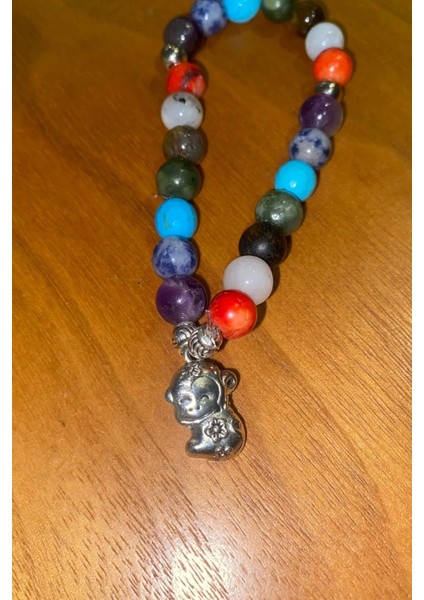 Çin Takvimi Burçları Çharm 7 Çakra Doğal Taş Bileklik Hand Made El Işi Feng Shui Ejderha Yılı Koruyucu Hayvan Monkey Maymun Objeli