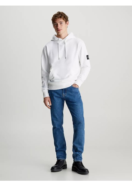 Erkek Rozetli Kapüşonlu Sweatshirt - Beyaz fiyatları