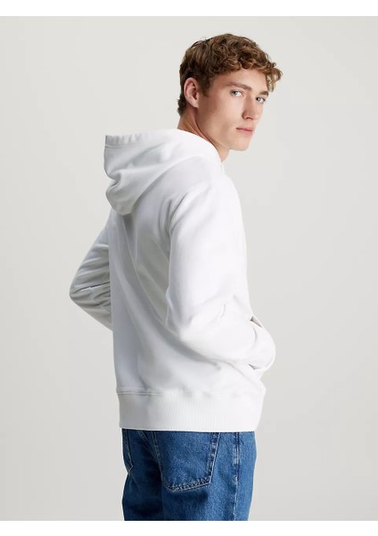 Erkek Rozetli Kapüşonlu Sweatshirt - Beyaz modelleri