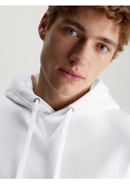 Erkek Rozetli Kapüşonlu Sweatshirt - Beyaz fırsatları