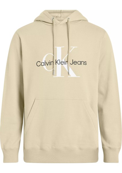 Calvin Klein Erkek Seasonal Monologo Regular Sweatshirt-Bej