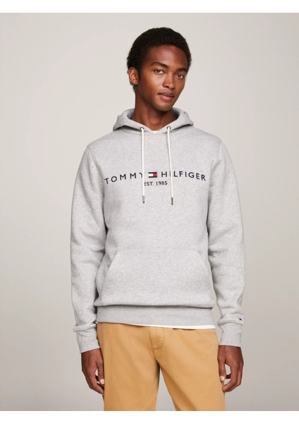 Erkek Core Tommy Logo Sweatshirt-Gri