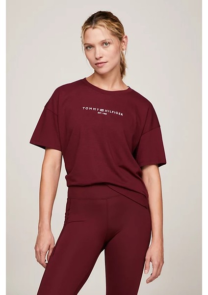 Kadın Ess Mini Corp Rahat Kesim T-Shirt - Bordo