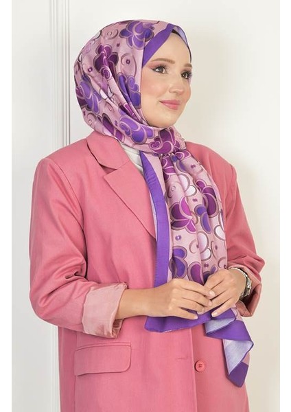 Rose Soft Pamuksu Desenli Şal Mor