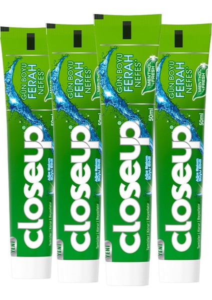 Diş Macunu Menthol Fresh Ağız Bakım Suyu Etkili 50 ml x 4 Adet