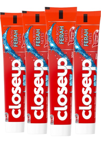 Diş Macunu Fresh Blast Ağız Bakım Suyu Etkili 50 Ml X4 Adet