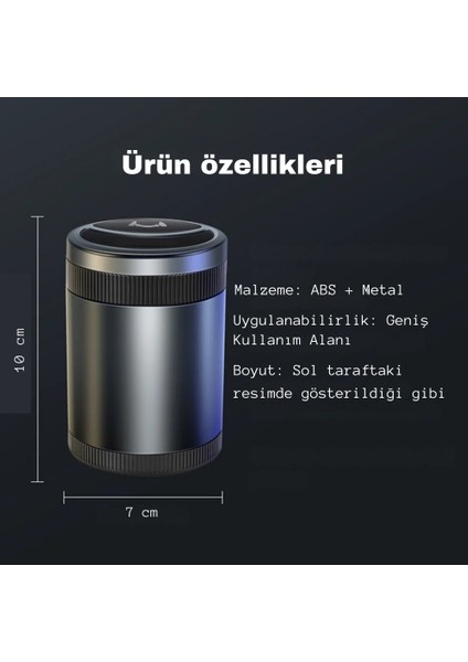 Araç Içi Sensörlü Işıklı Küllük Otomatik Açılır Içi Metal Araba Ev Ofis Küllük Sigara Kül Tablası