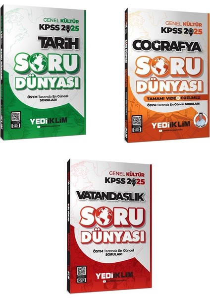 2025 KPSS Tarih Soru Dünyası - Coğrafya Soru Dünyası - Vatandaşlık Soru Dünyası 3'lü Set -