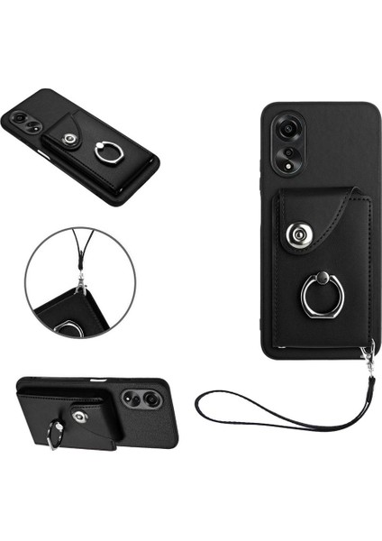Oppo A38 4g Kart Yuvası Sahipleri Için Kılıf Deri Koruyucu Kapak El Kayışı (Yurt Dışından)