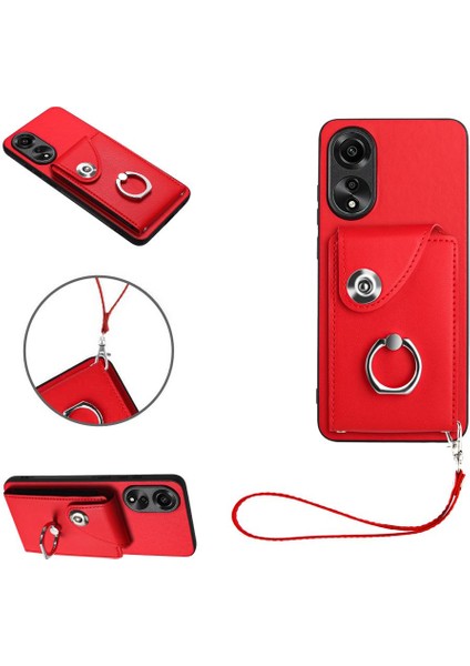 Oppo A78 4g Koruyucu Kapak Için Kılıf El Kayışı Deri Kart Yuvası Tutucular (Yurt Dışından)