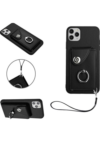 Iphone 11 Için Kılıf Pro Max El Kayışı Koruyucu Kapak Kart Yuvası Tutucular (Yurt Dışından)