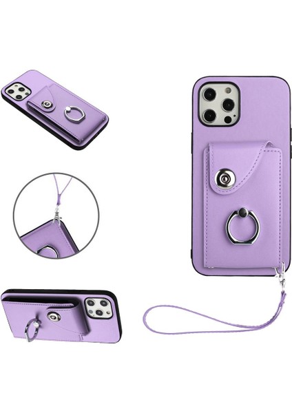 Iphone 13 Için Kılıf Pro Max Deri Kart Yuvası Sahipleri Koruyucu Kapak (Yurt Dışından)