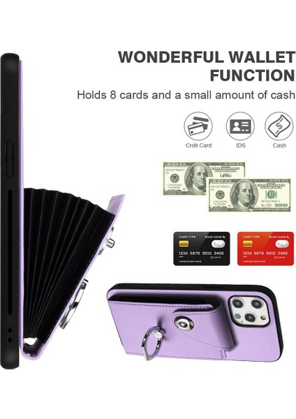 Iphone 13 Için Kılıf Pro Max Deri Kart Yuvası Sahipleri Koruyucu Kapak (Yurt Dışından)