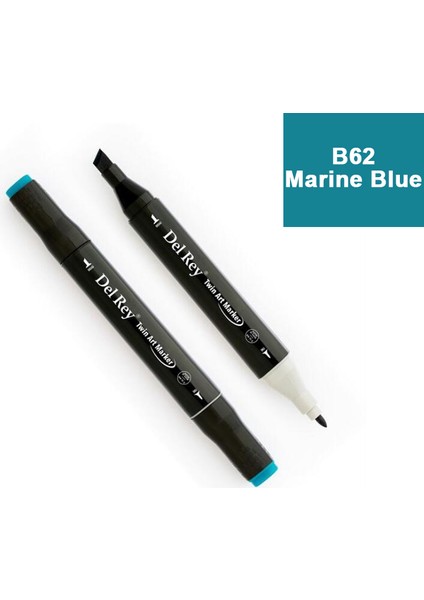 Del Rey Twın Marker B62 Marine Blue Çift Uçlu Grafik Kalemi MN-DR062