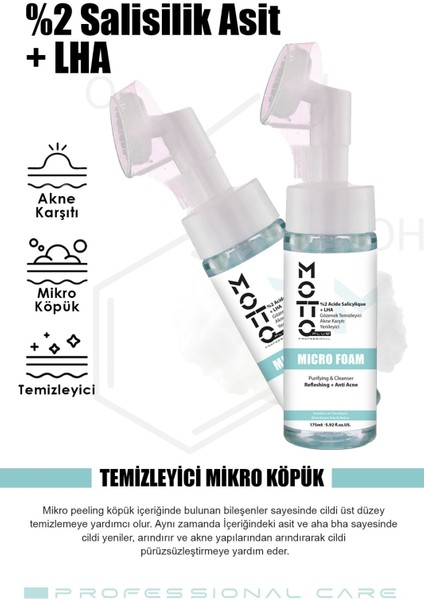 %2 Salisilik Asit Akne ve Sivilce Karşıtı Temizleyici Peeling Etkili Mikro Bakım Köpüğü 175ML