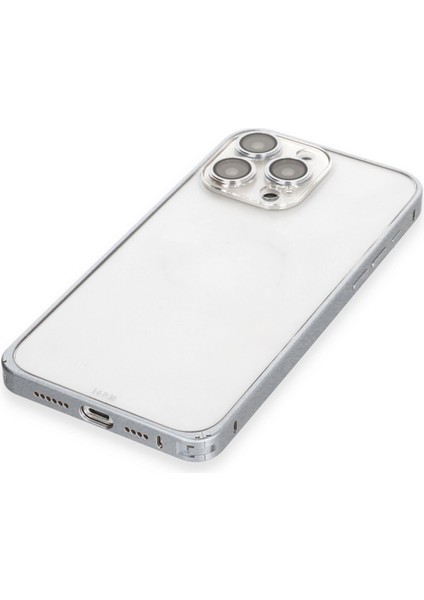 Iphone 15 Pro Max Metal Bumper Mat Kapak - Gri 13