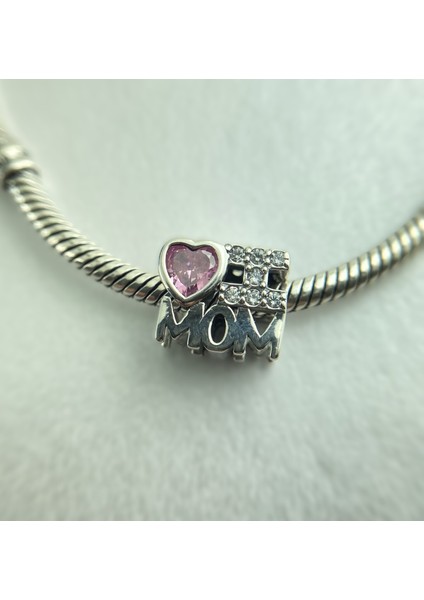 Zeyyn Sılver 925 Ayar Gümüş I Love Mom Taşlı Charm modelleri