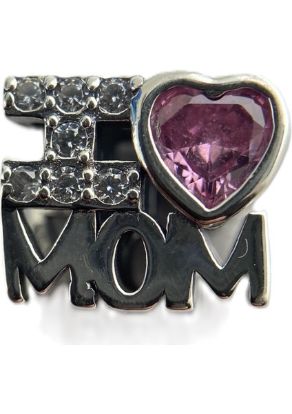 Zeyyn Sılver 925 Ayar Gümüş I Love Mom Taşlı Charm fırsatları