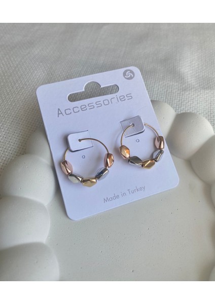 Kadın Küpe Çokgen Boncuk Sıralı Taş Halka Küpe fiyatları