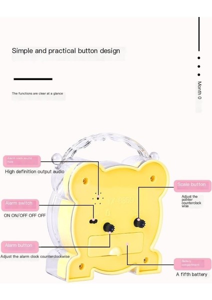 Öğrenci Çalar Saat Çocuk Karikatür Saat Başucu Basit Çalar Saat (Yurt Dışından)
