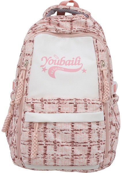 Ekose Edebi Tarzı Rahat Sırt Çantası Orta ve Lise Öğrencisi Okul Çantası Orman Tarzı Hafif Seyahat Kız Sırt Çantası (Yurt Dışından)