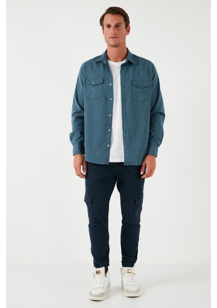 Pamuklu Regular Fit Çift Cepli Gömlek Erkek Gömlek CF24W116927 modelleri