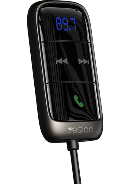 Araç Içi Esnek Uzayan USB Kablo Çıkışlı Bluetooth Bt 5.0 LED Ekranlı Müzik ve Telefon Konuşma Sağlayıcı Fm Transmitter