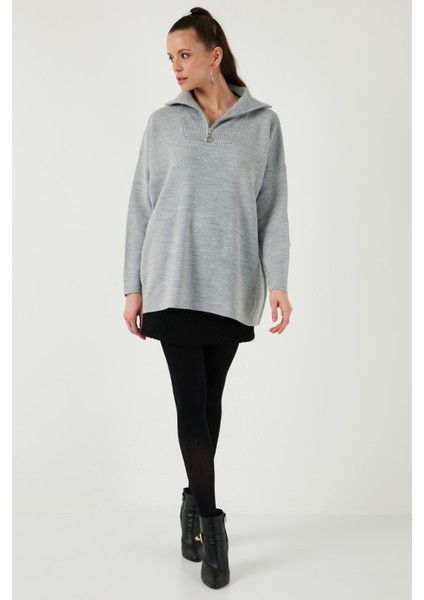 Yarım Fermuarlı Oversize Triko Kazak Bayan Kazak 4616079Y fiyatları